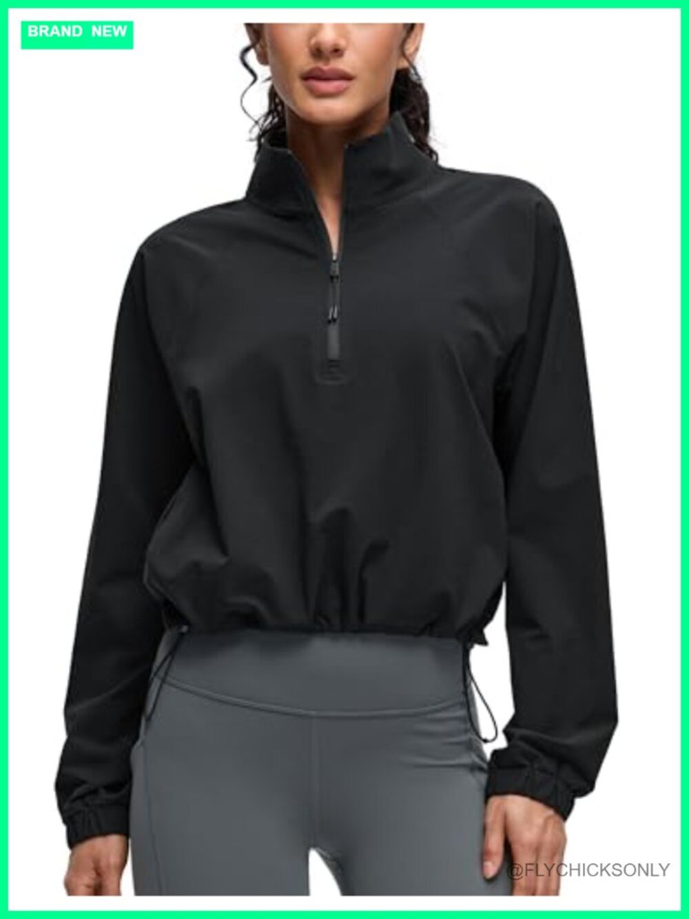 Lightweight Half Zip Drawstring Athletic Jacket Water Resistant 4-Way Stretch